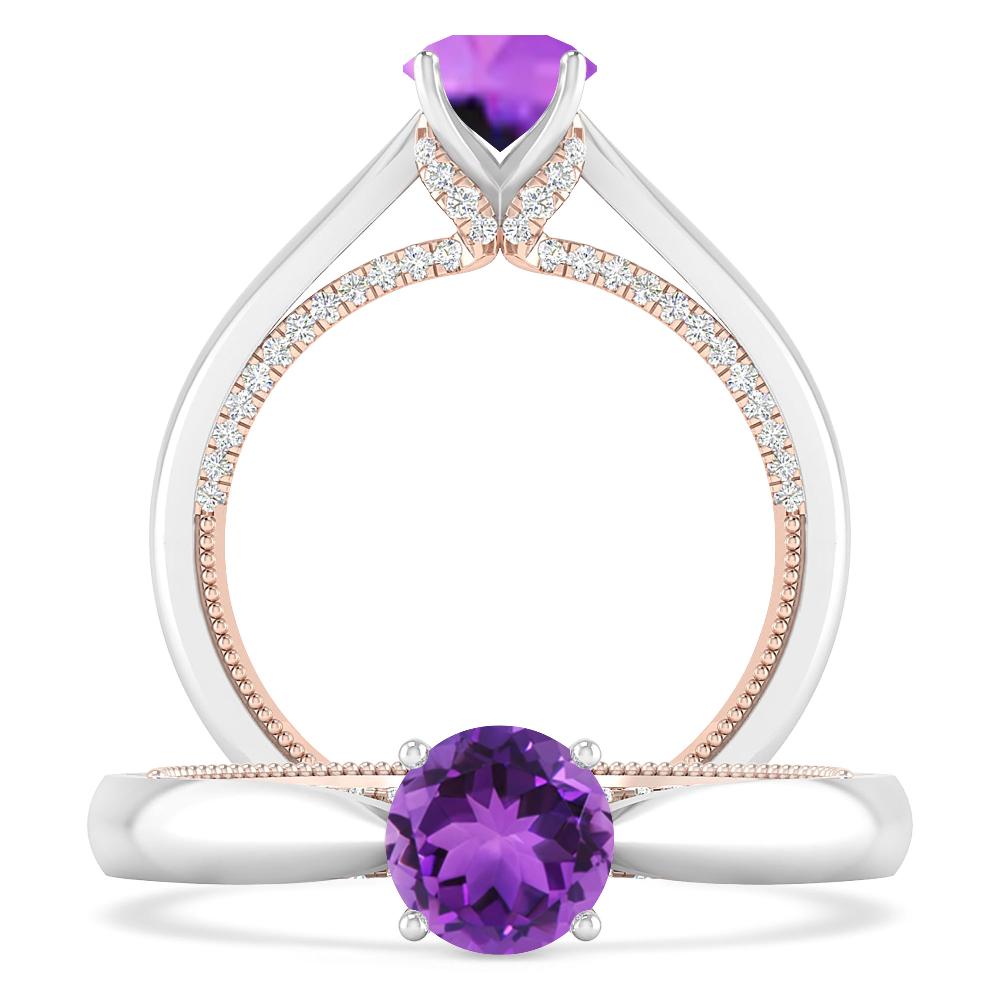 White Gold/Rose Gold - Amethyst