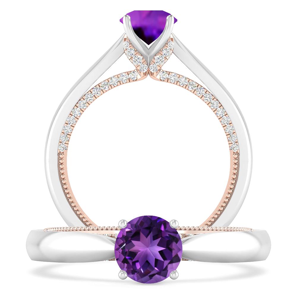White Gold/Rose Gold - Amethyst