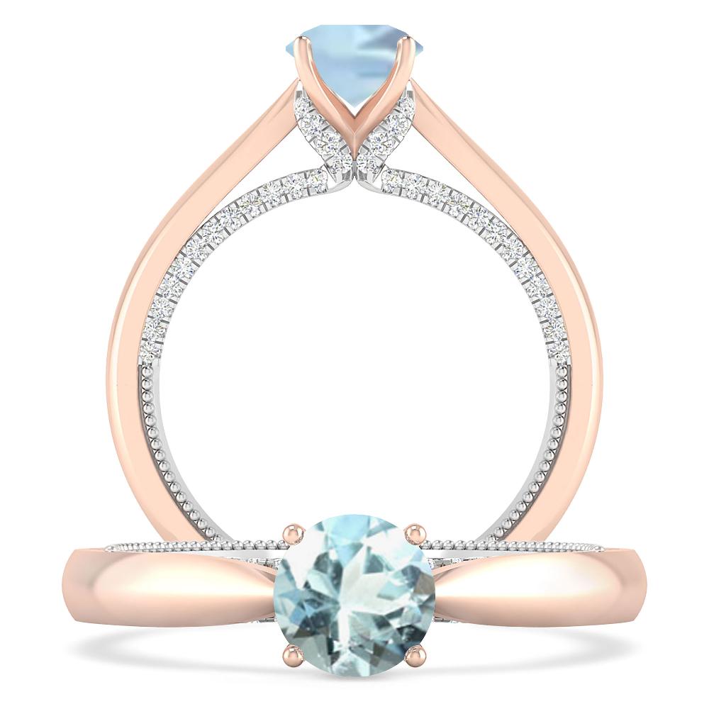 Rose Gold/White Gold - Aquamarine
