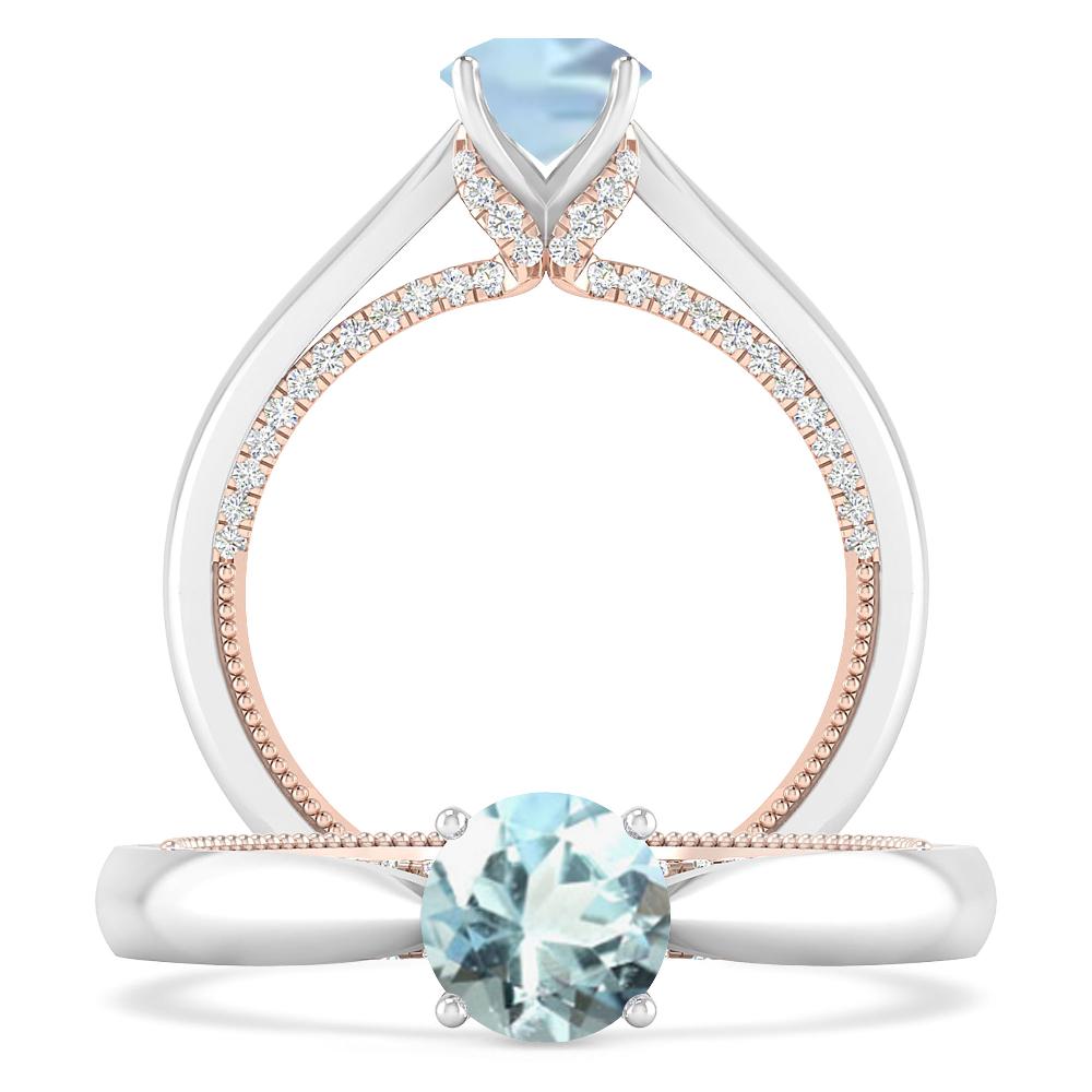 White Gold/Rose Gold - Aquamarine