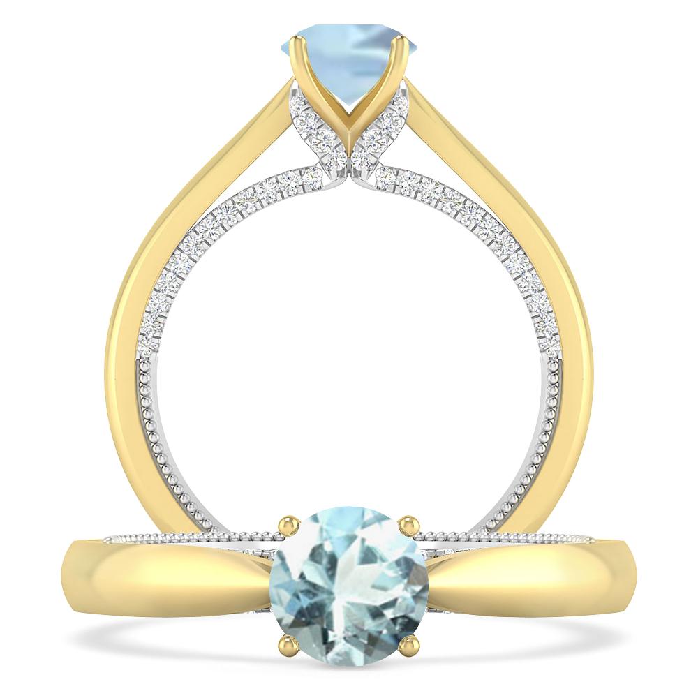 Yellow Gold/White Gold - Aquamarine