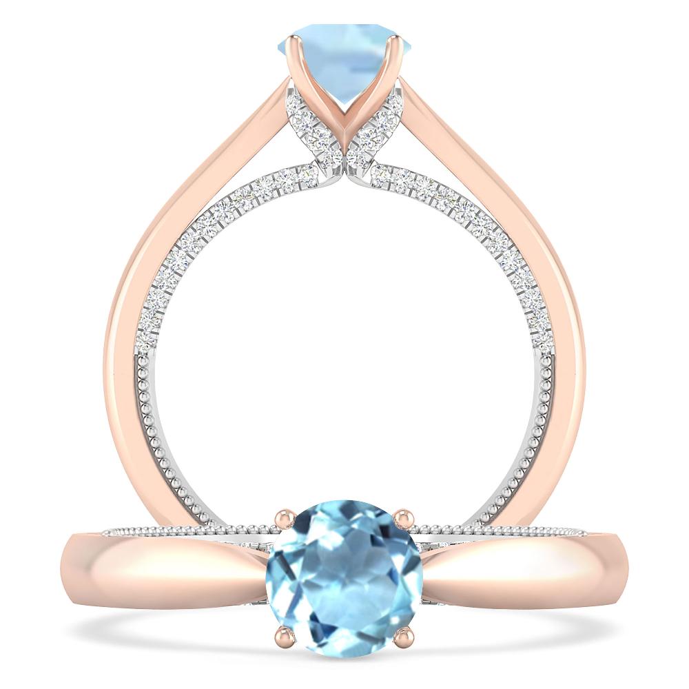 Rose Gold/White Gold - Aquamarine