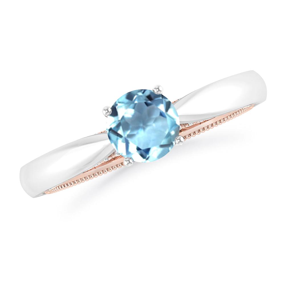 White Gold/Rose Gold - Aquamarine