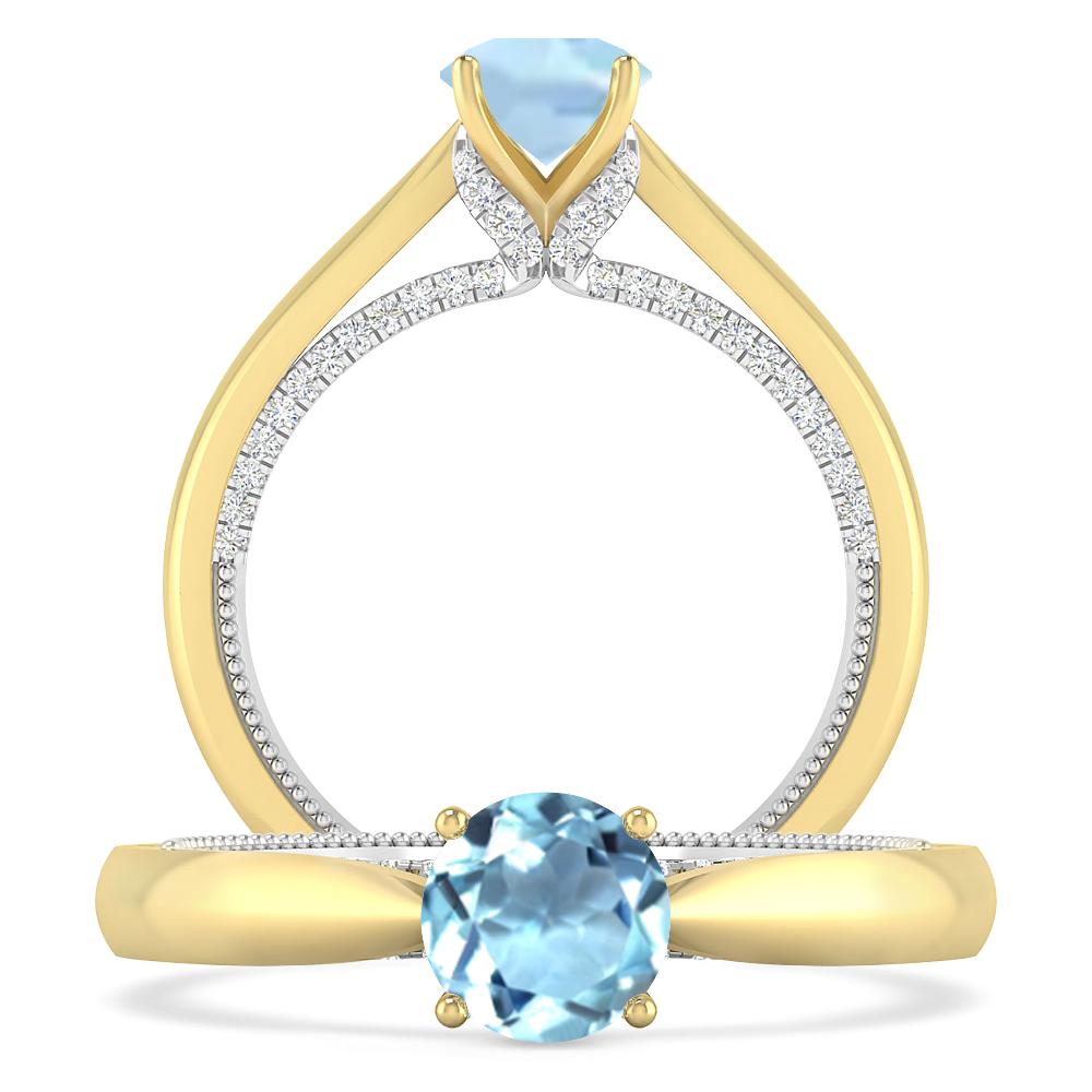 Yellow Gold/White Gold - Aquamarine