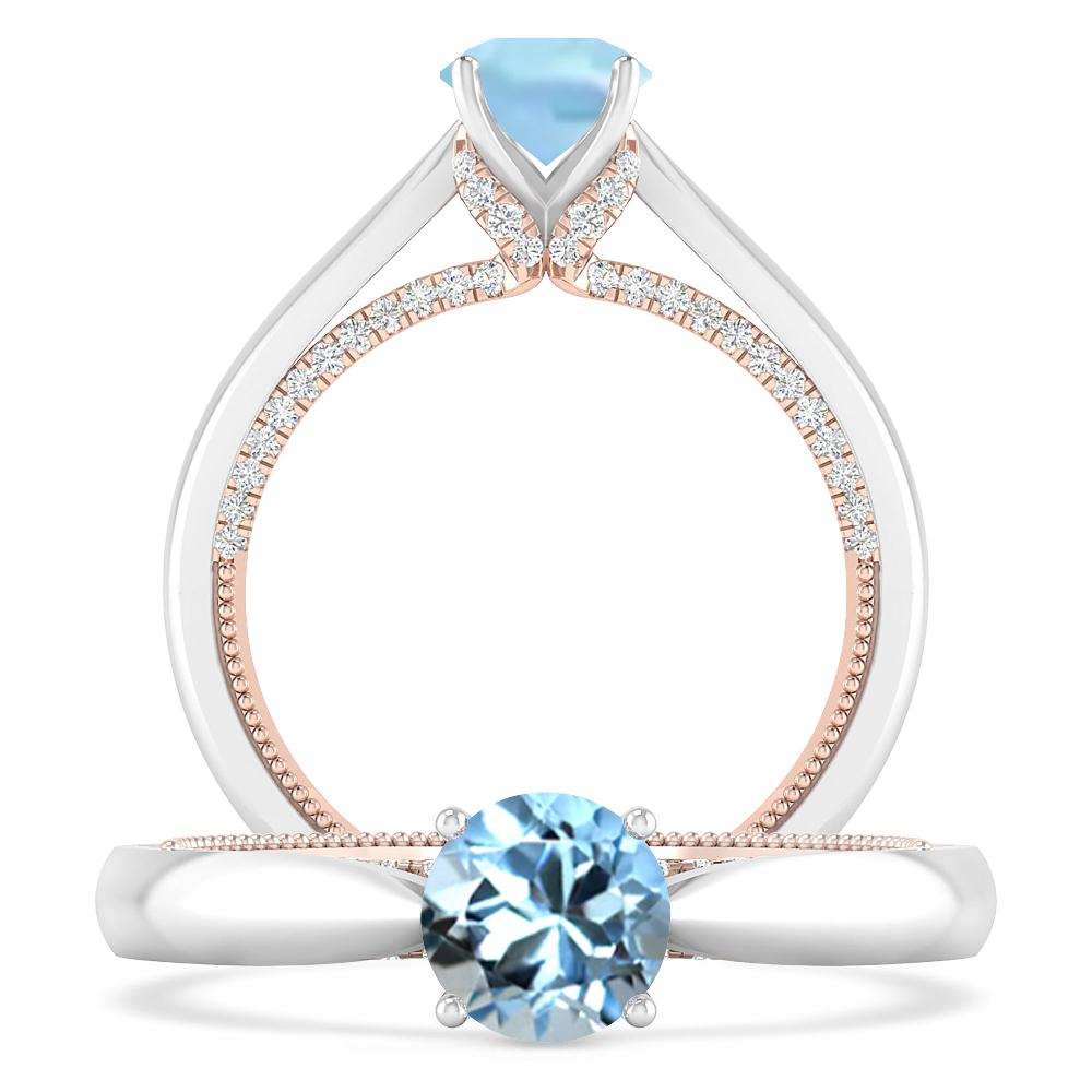 White Gold/Rose Gold - Aquamarine