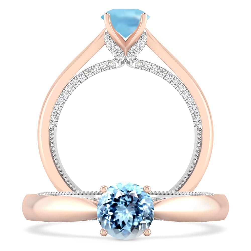 Rose Gold/White Gold - Aquamarine