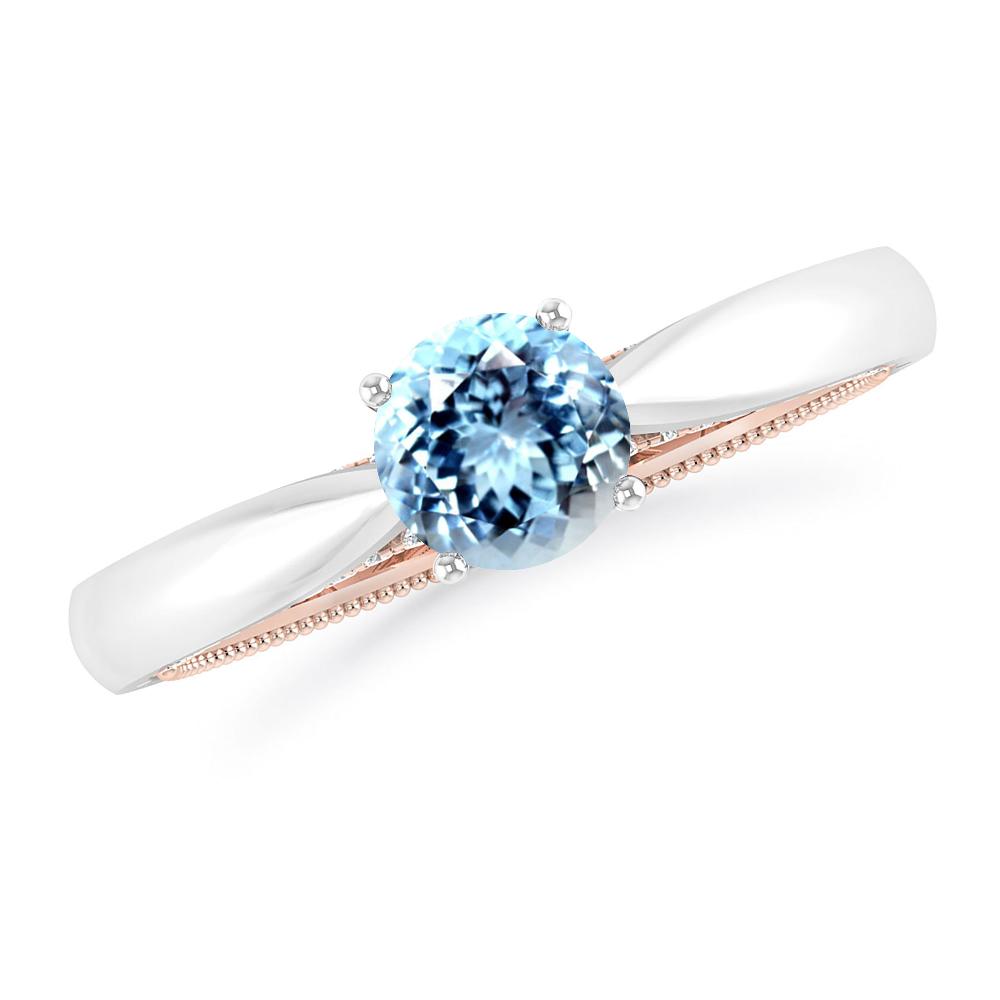 White Gold/Rose Gold - Aquamarine