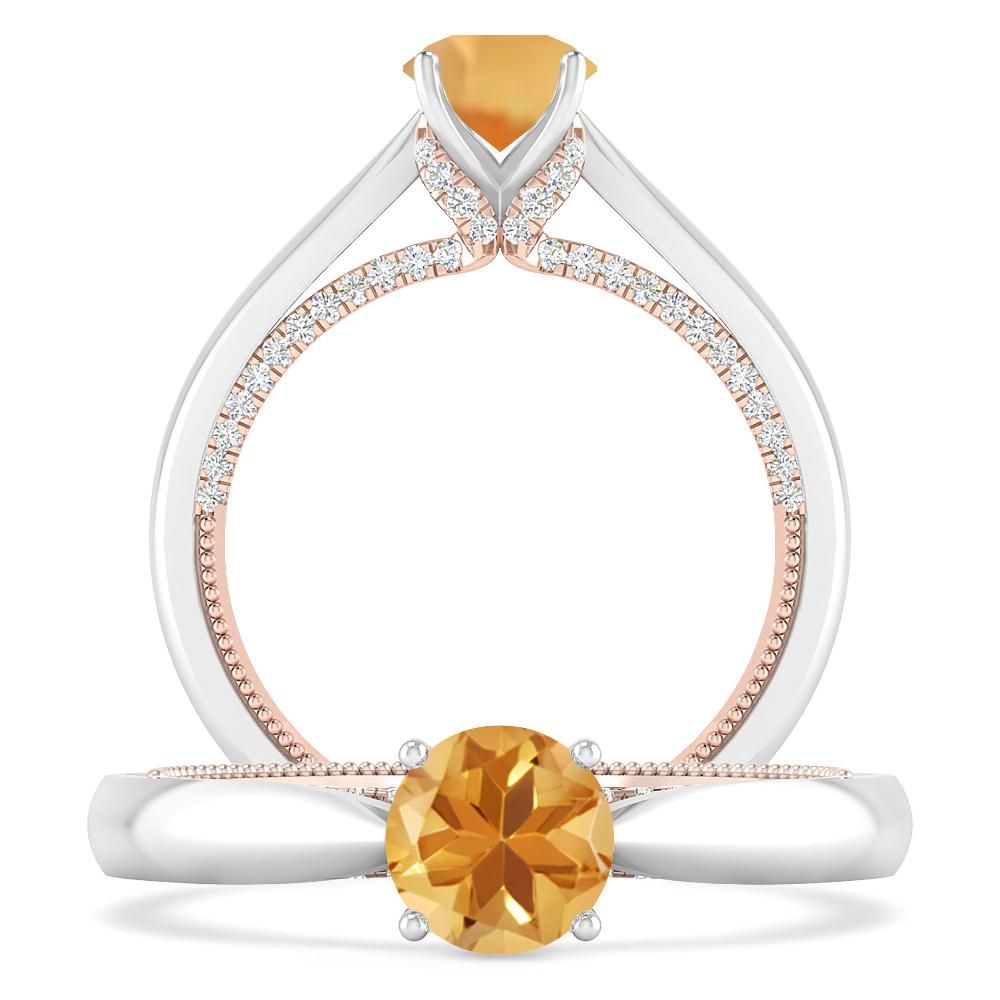White Gold/Rose Gold - Citrine