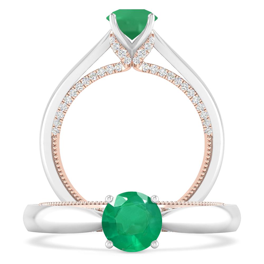 White Gold/Rose Gold - Emerald