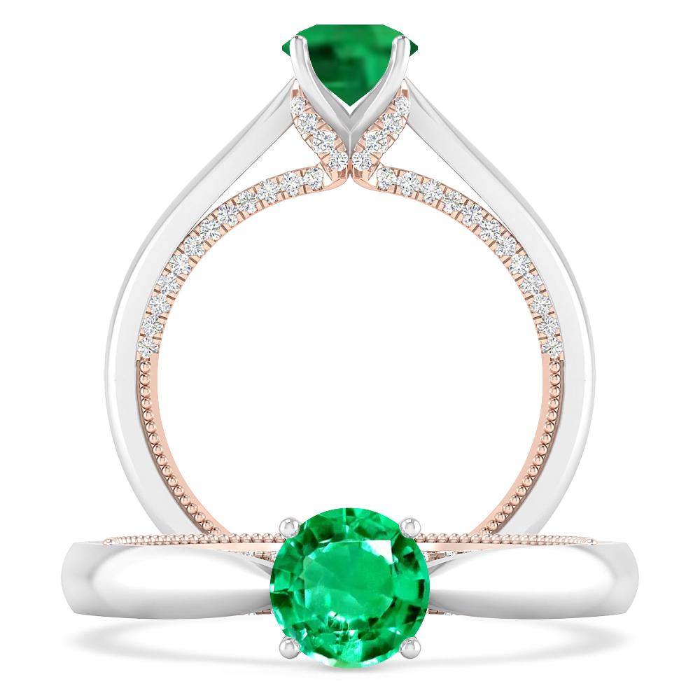 White Gold/Rose Gold - Emerald