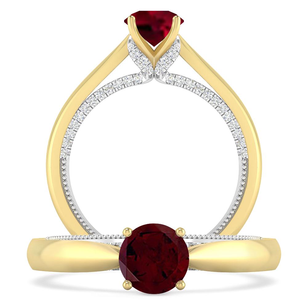 Yellow Gold/White Gold - Garnet