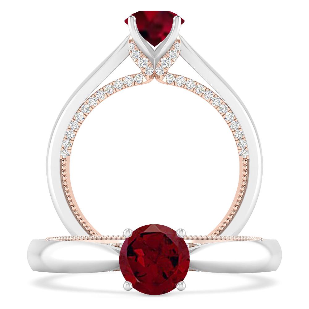 White Gold/Rose Gold - Garnet