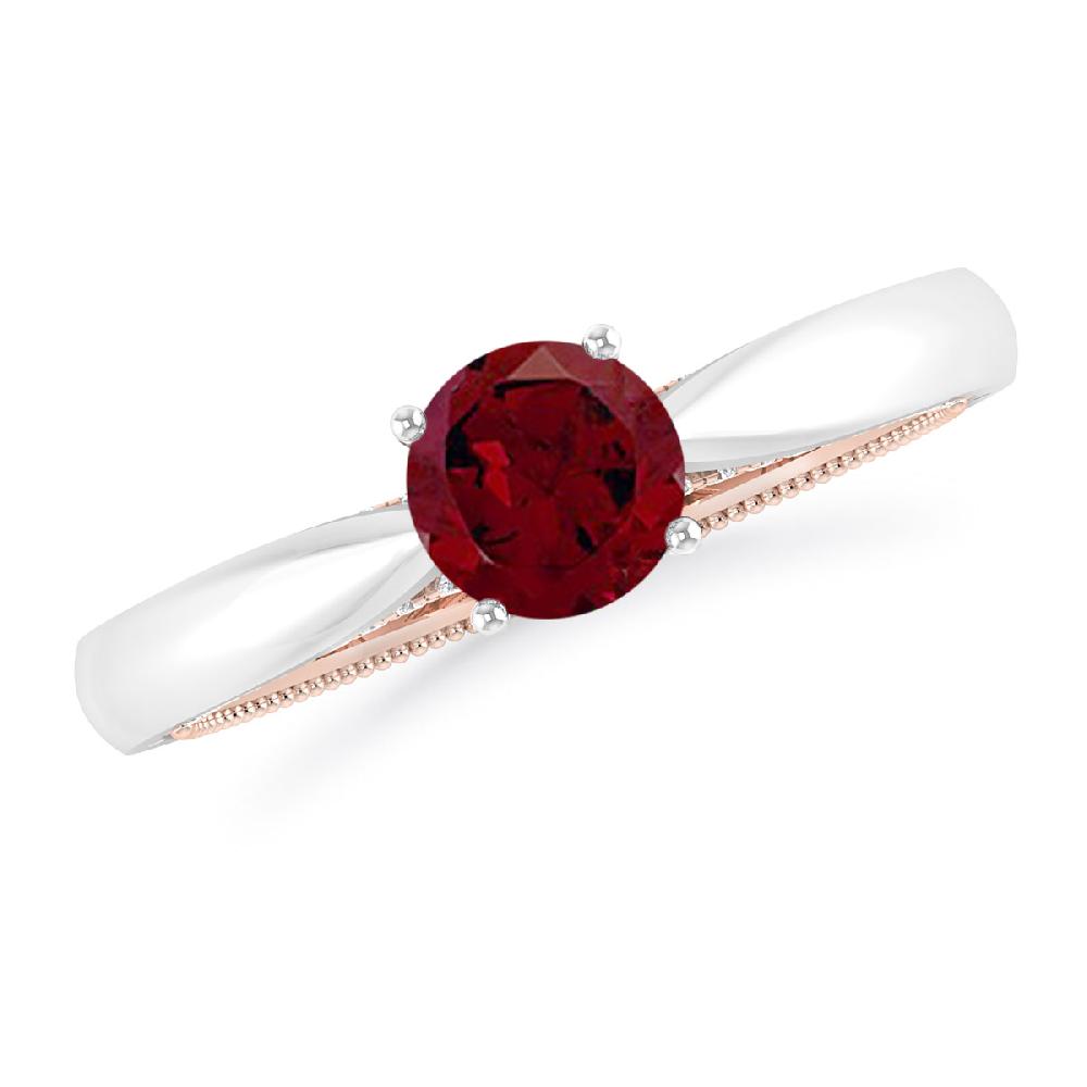 White Gold/Rose Gold - Garnet
