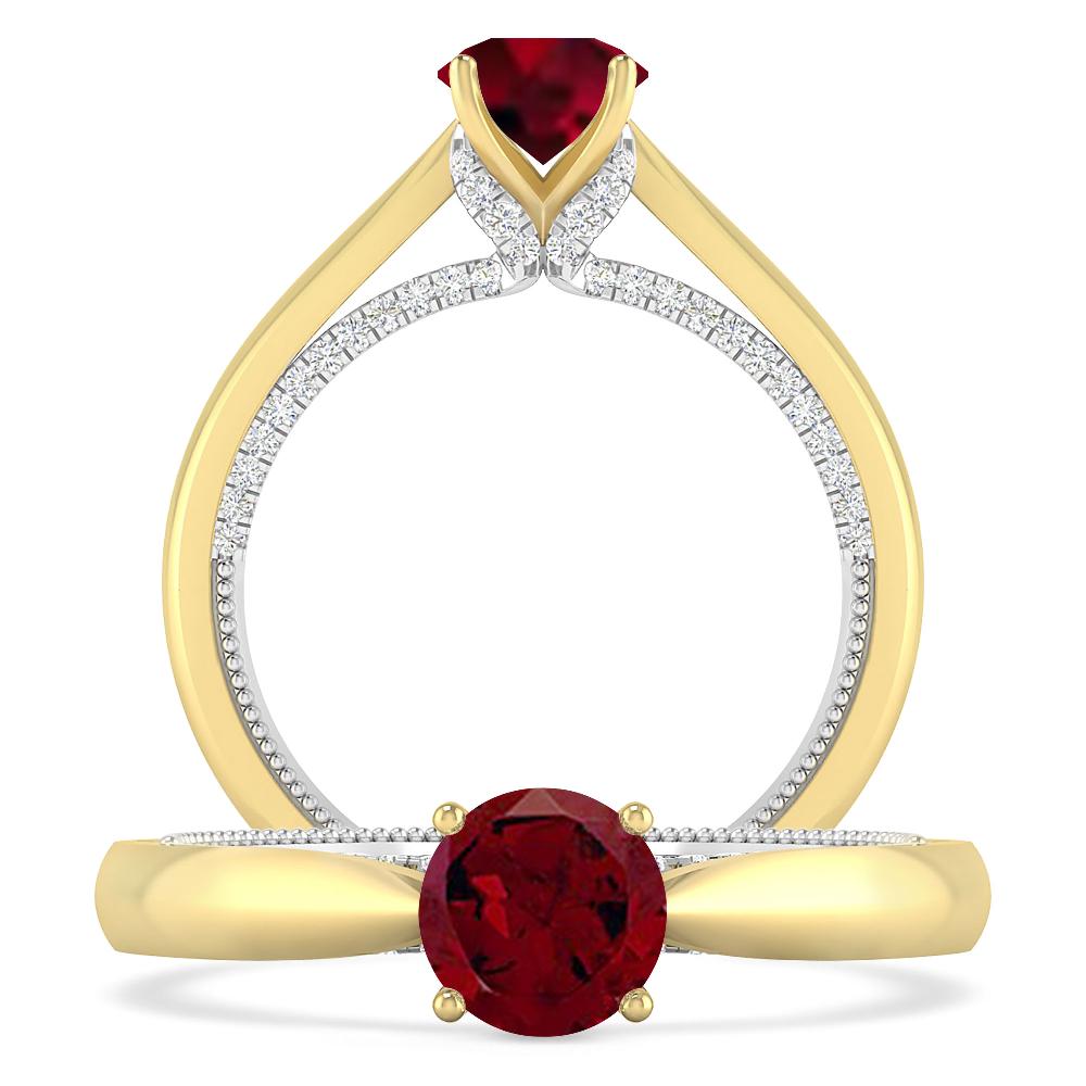 Yellow Gold/White Gold - Garnet