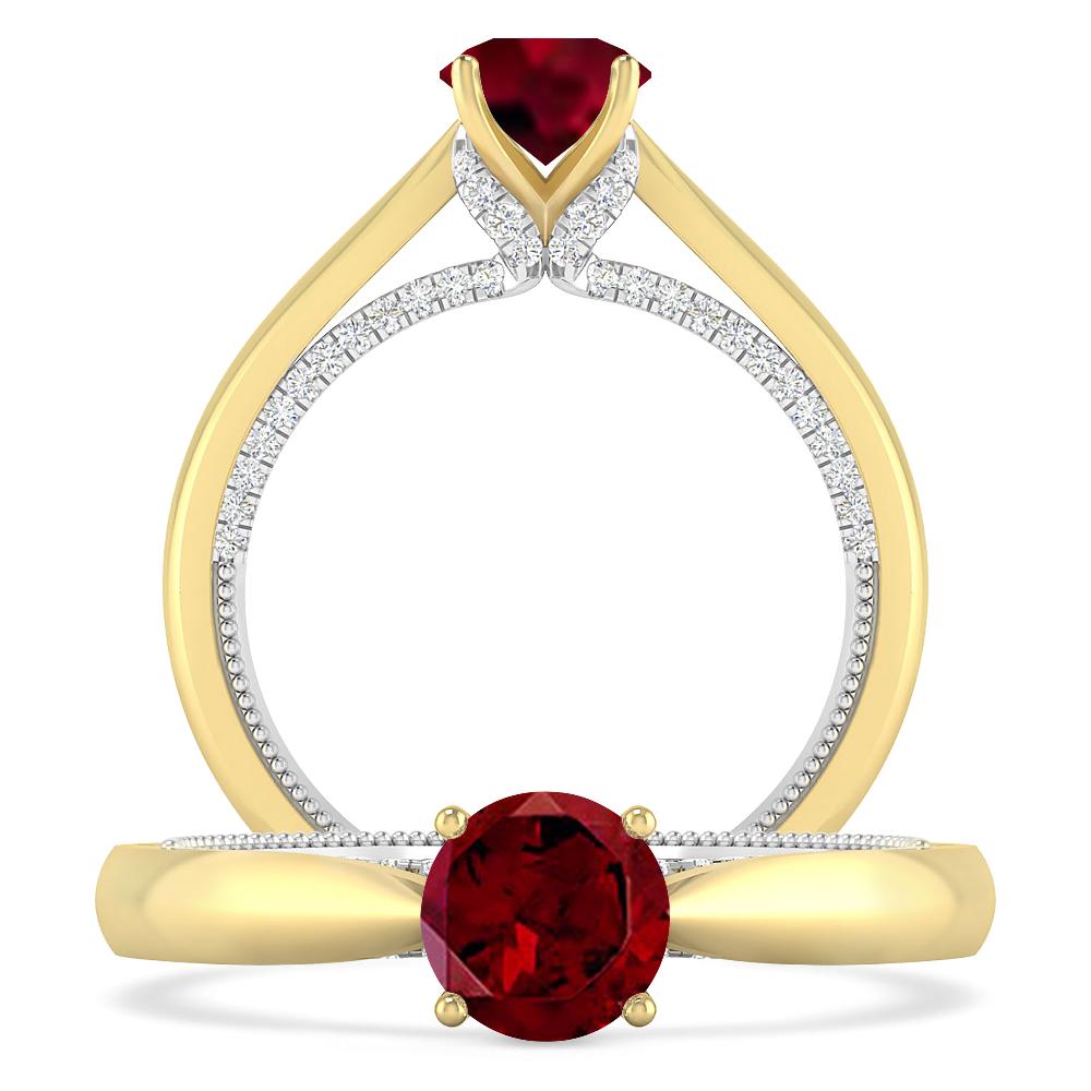 Yellow Gold/White Gold - Garnet
