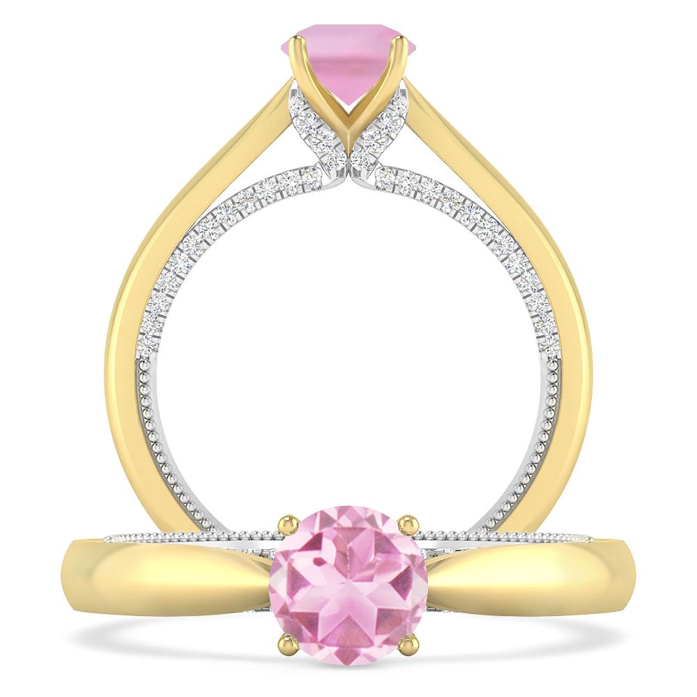 Yellow Gold/White Gold - Pink Tourmaline