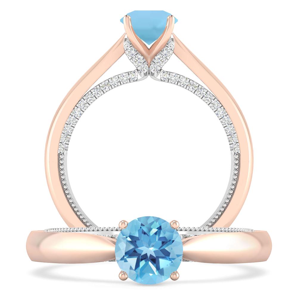 Rose Gold/White Gold - Blue Topaz
