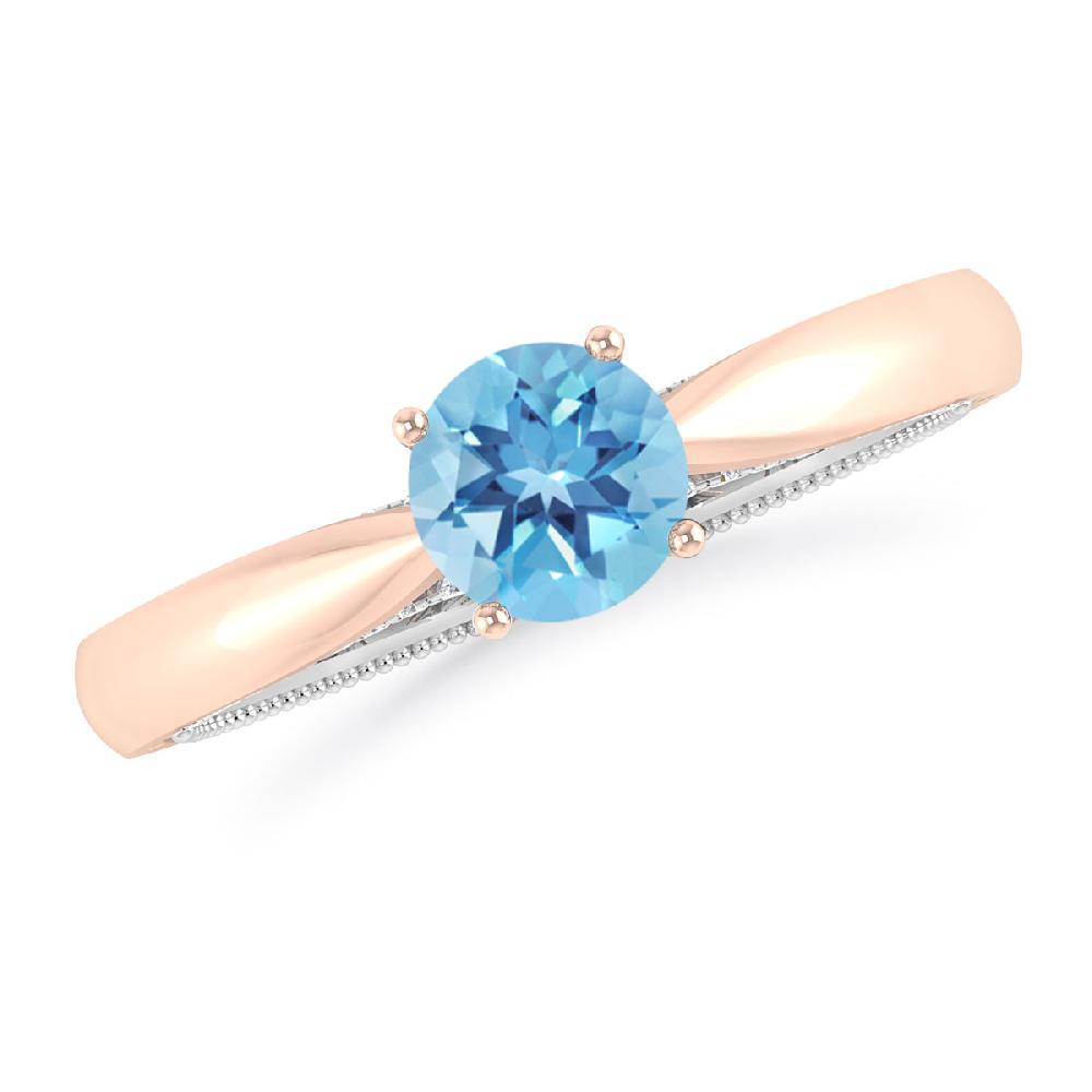 Rose Gold/White Gold - Blue Topaz