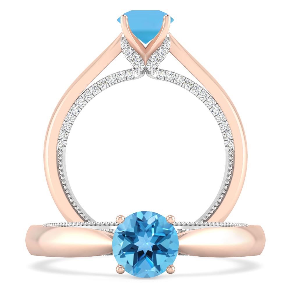 Rose Gold/White Gold - Blue Topaz
