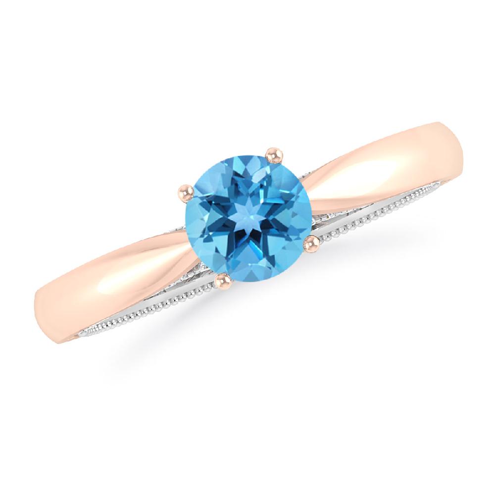 Rose Gold/White Gold - Blue Topaz