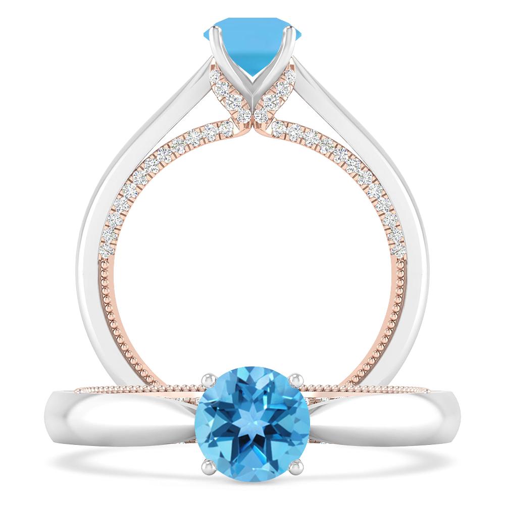 White Gold/Rose Gold - Blue Topaz