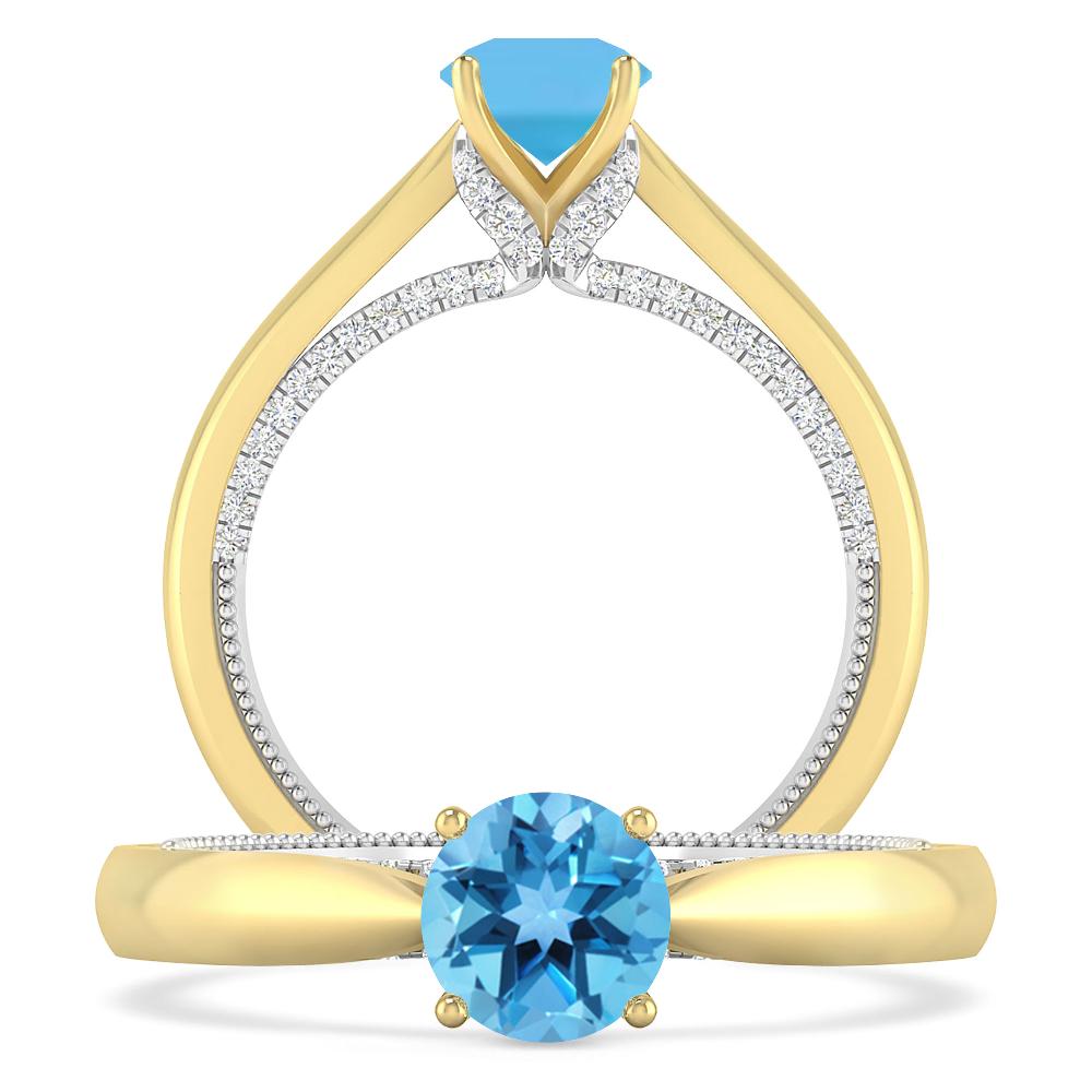 Yellow Gold/White Gold - Blue Topaz