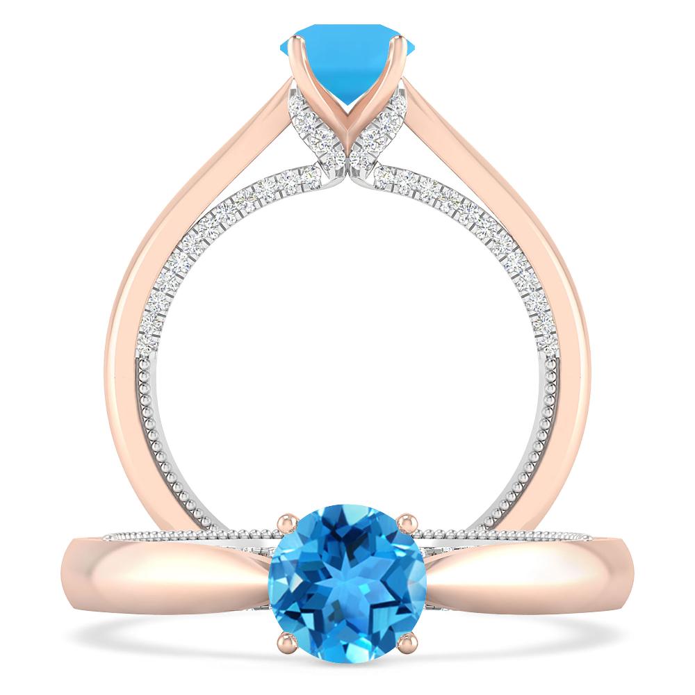 Rose Gold/White Gold - Blue Topaz