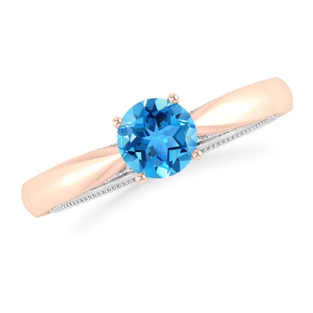Rose Gold/White Gold - Blue Topaz
