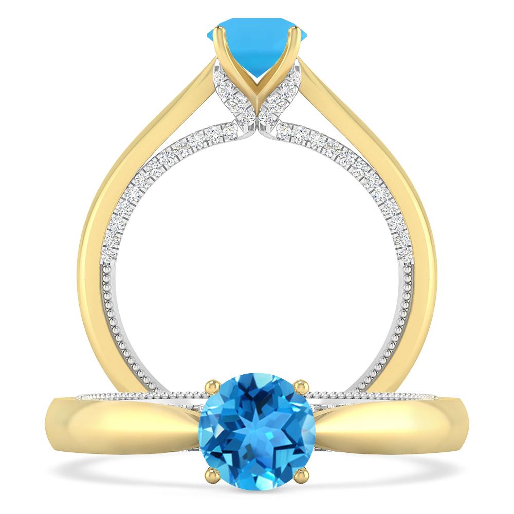 Yellow Gold/White Gold - Blue Topaz