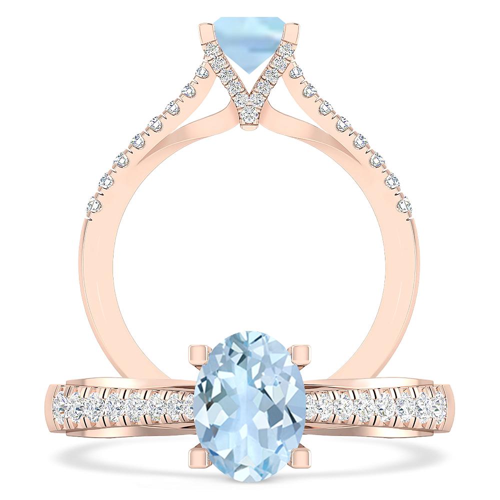 Rose Gold - Aquamarine