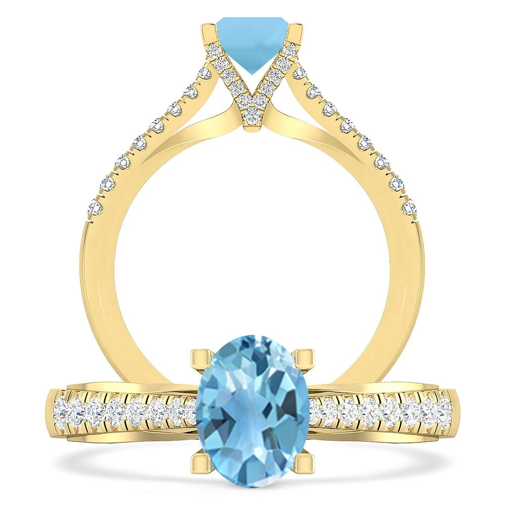 Yellow Gold - Blue Topaz