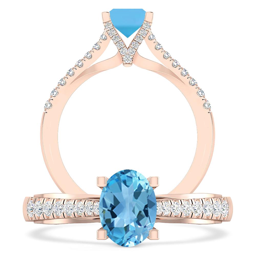 Rose Gold - Blue Topaz