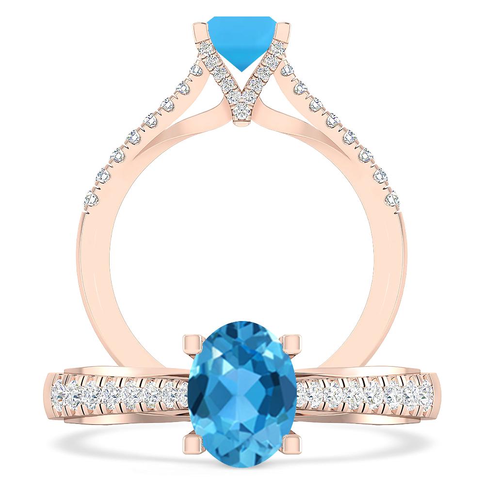 Rose Gold - Blue Topaz