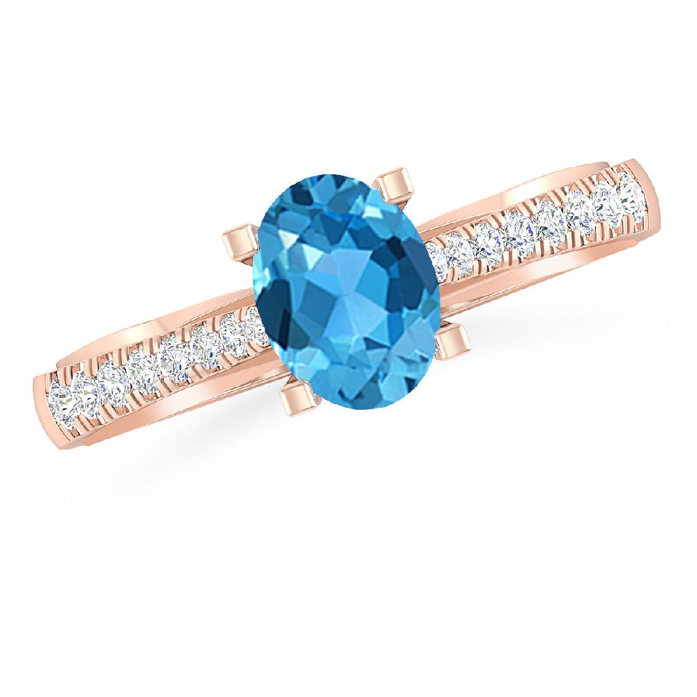 Rose Gold - Blue Topaz