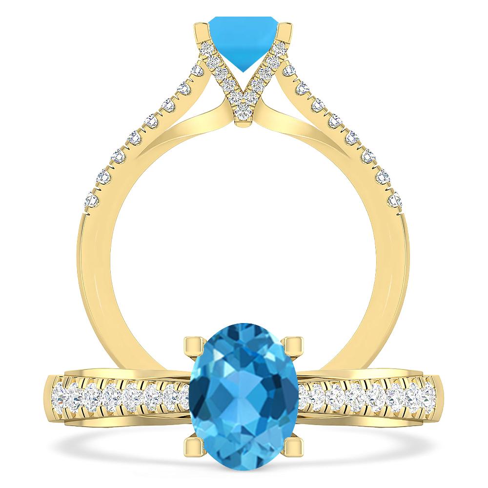 Yellow Gold - Blue Topaz