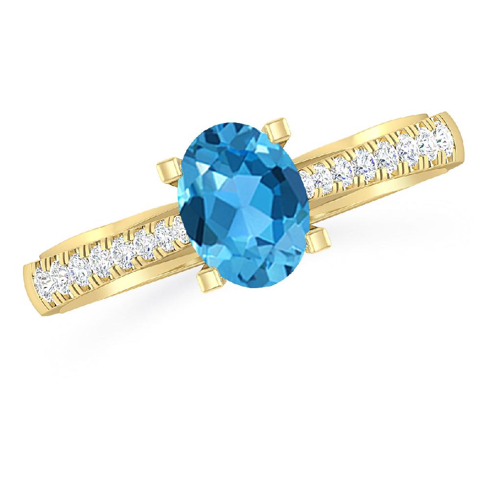 Yellow Gold - Blue Topaz