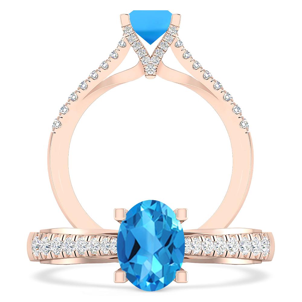 Rose Gold - Blue Topaz