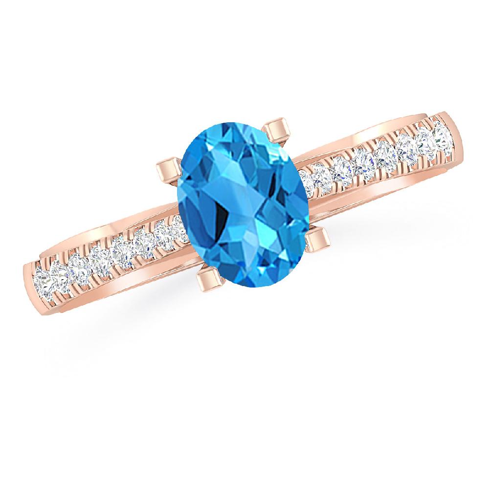 Rose Gold - Blue Topaz