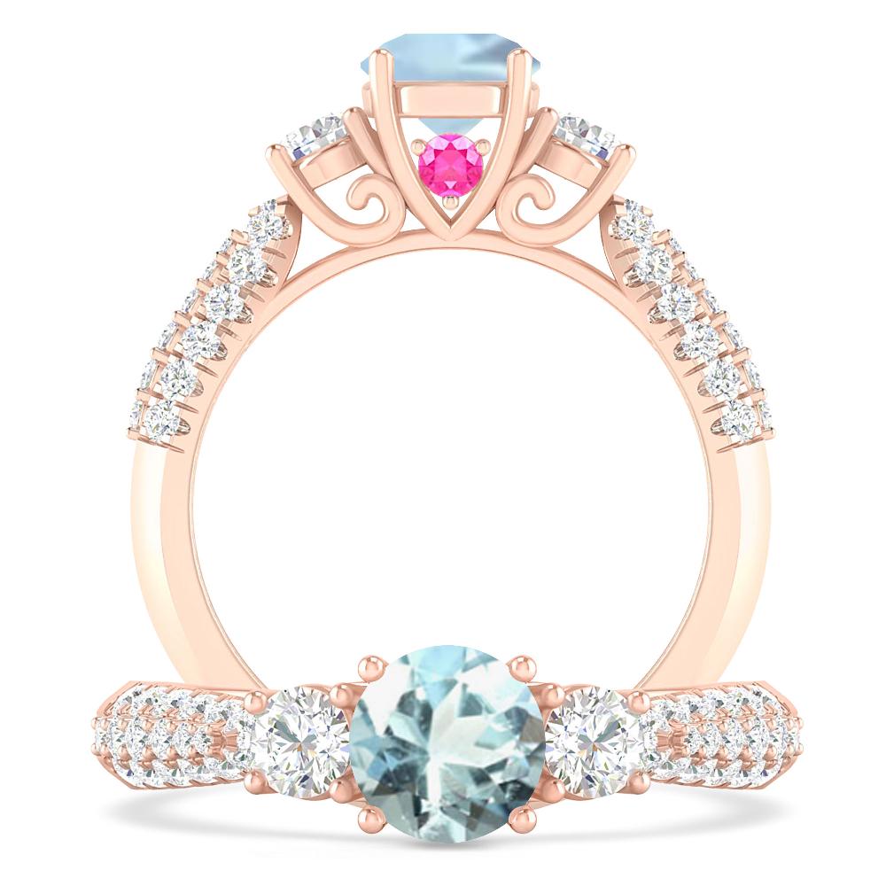 Rose Gold - Aquamarine