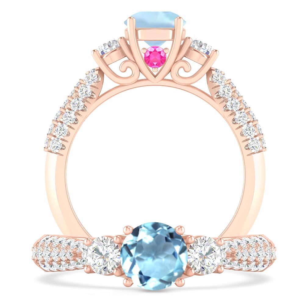 Rose Gold - Aquamarine