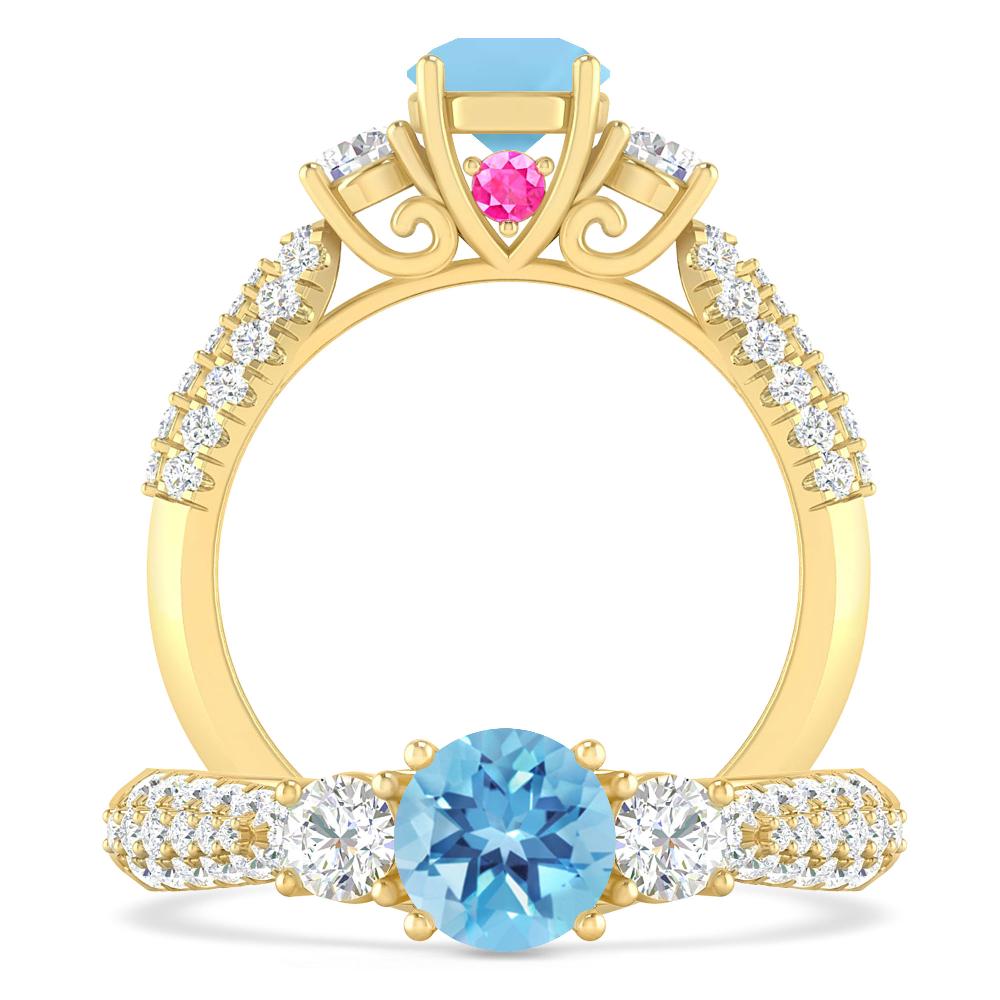Yellow Gold - Blue Topaz