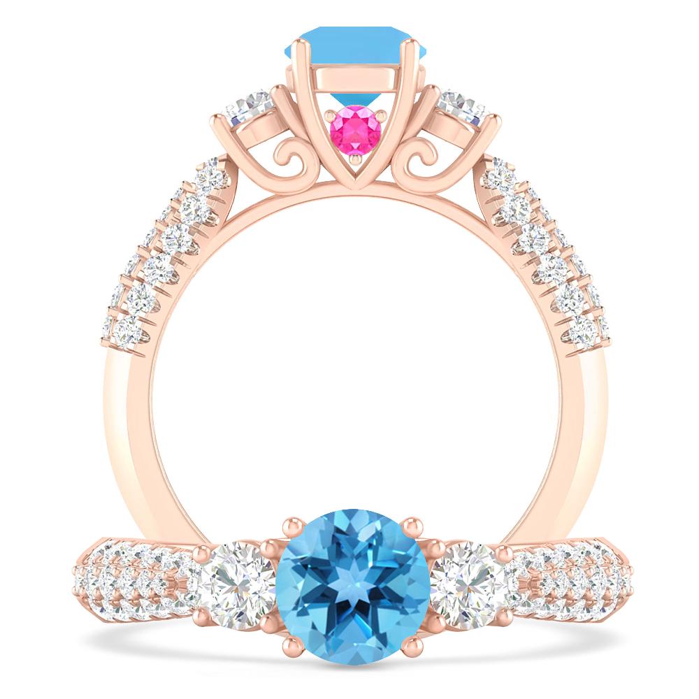 Rose Gold - Blue Topaz