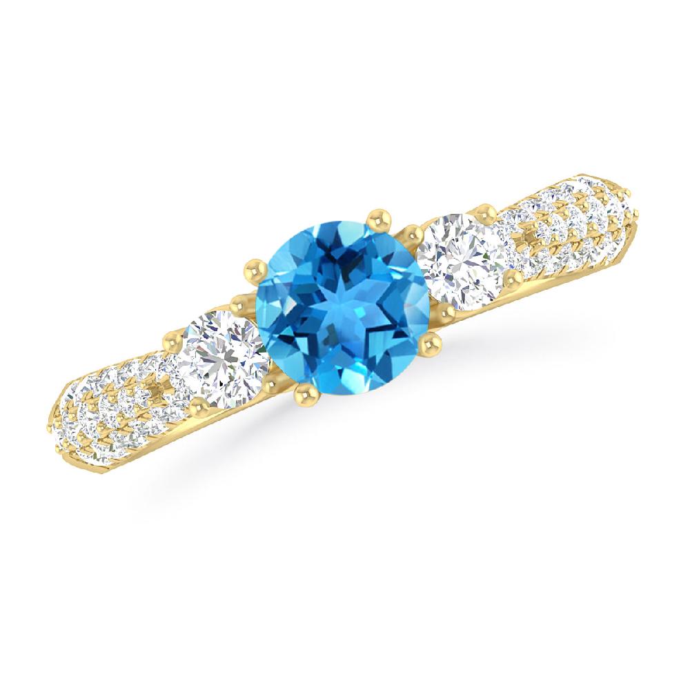 Yellow Gold - Blue Topaz