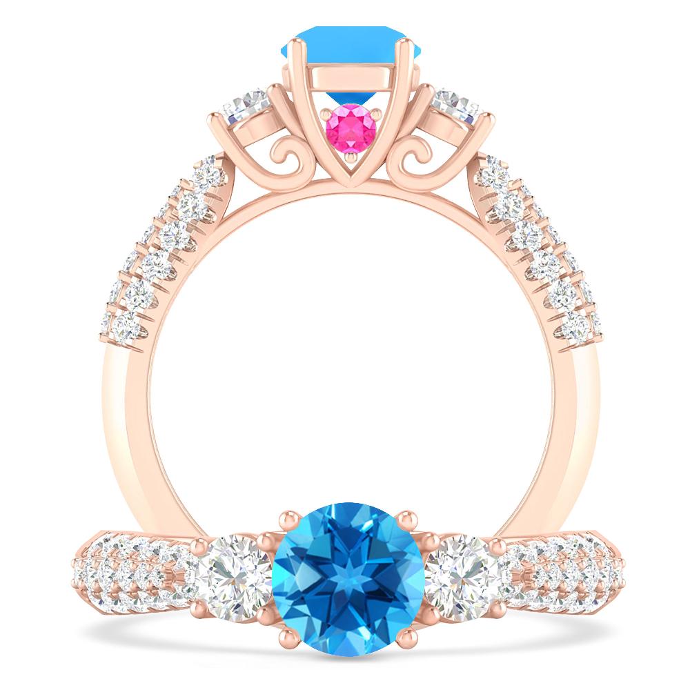 Rose Gold - Blue Topaz