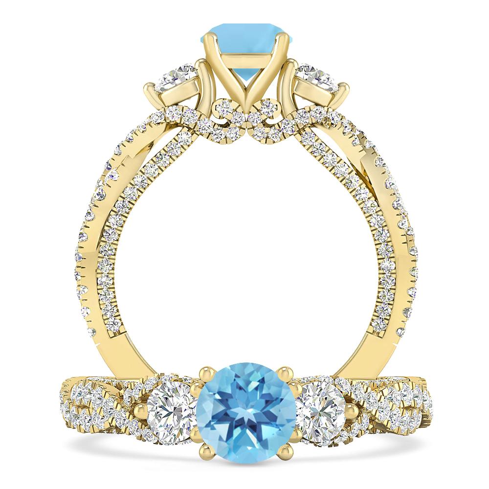 Yellow Gold - Blue Topaz