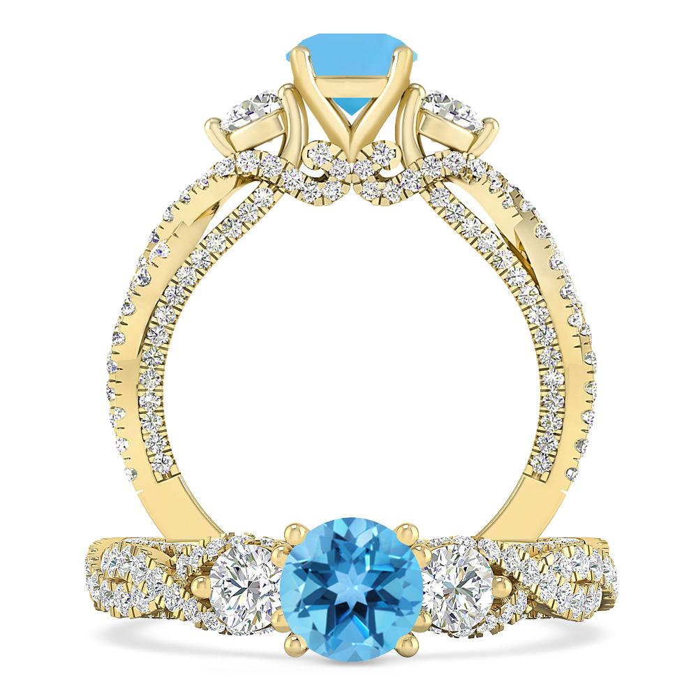 Yellow Gold - Blue Topaz