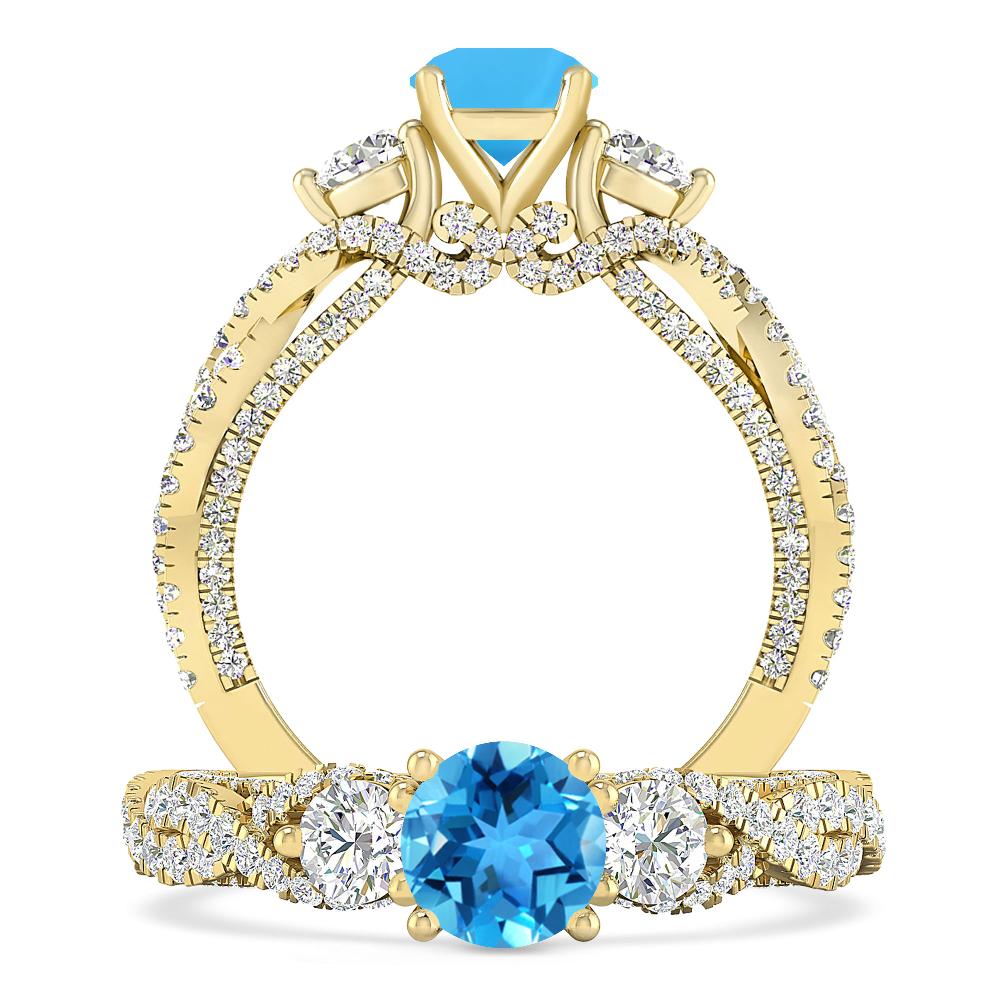 Yellow Gold - Blue Topaz