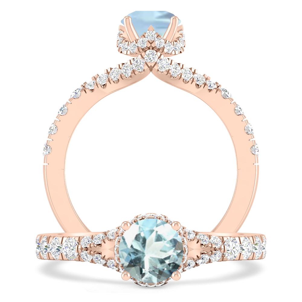 Rose Gold - Aquamarine