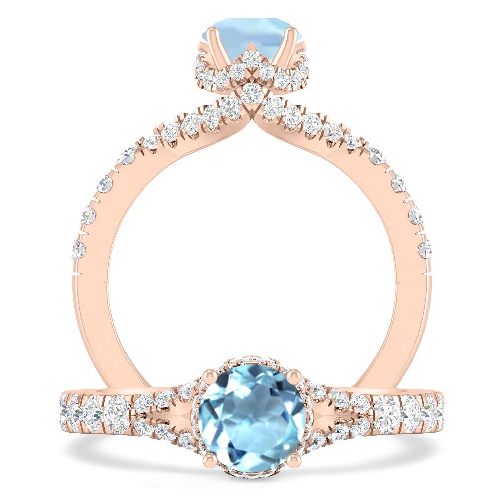 Rose Gold - Aquamarine