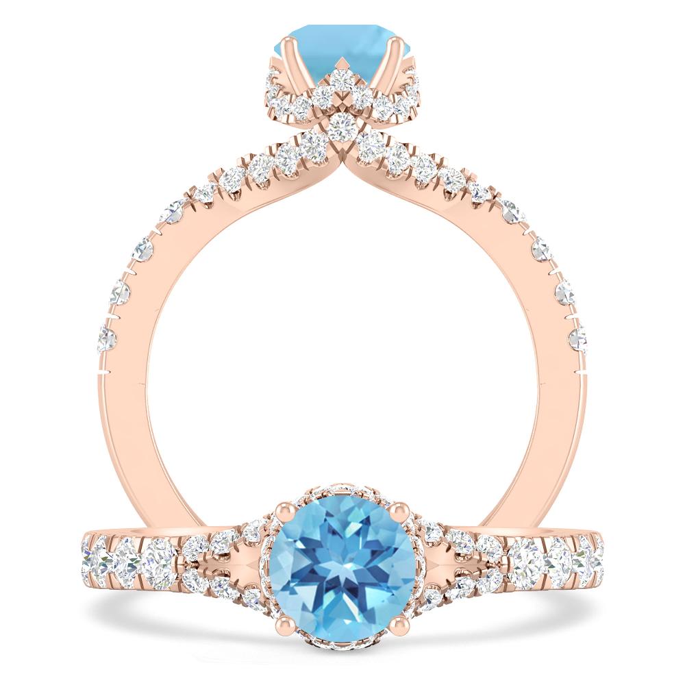 Rose Gold - Blue Topaz